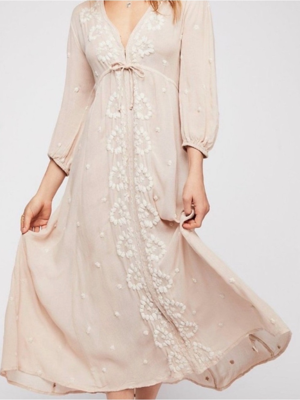 Free People Embroidered Fable Midi Dress